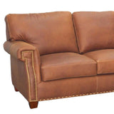 Made In the USA 90" Caramel Brown Leather Sofa Modern Hartford Sofas & Loveseats LOOMLAN By Uptown Sebastian