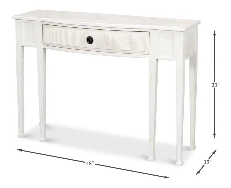 Madora Bungalow Console Table With Drawer White Wood Console Tables LOOMLAN By Sarreid