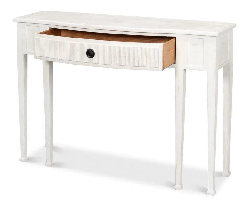 Madora Bungalow Console Table With Drawer White Wood Console Tables LOOMLAN By Sarreid