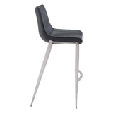 Magnus Bar Chair (Set of 2) Black & Silver Bar Stools LOOMLAN By Zuo Modern