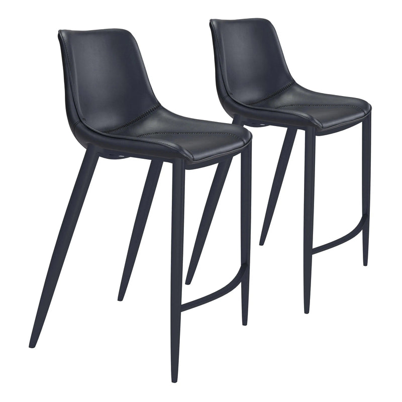 Magnus Bar Chair (Set of 2) Black Bar Stools LOOMLAN By Zuo Modern