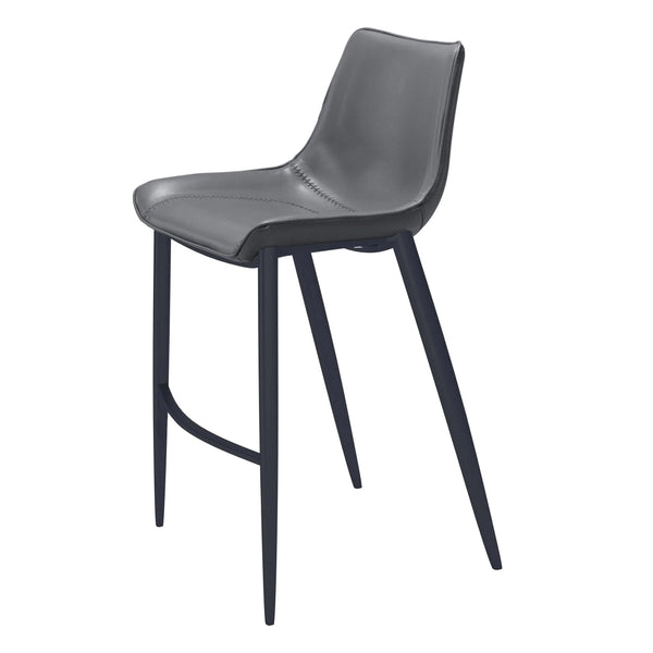 Magnus Bar Chair (Set of 2) Dark Gray & Black Bar Stools LOOMLAN By Zuo Modern