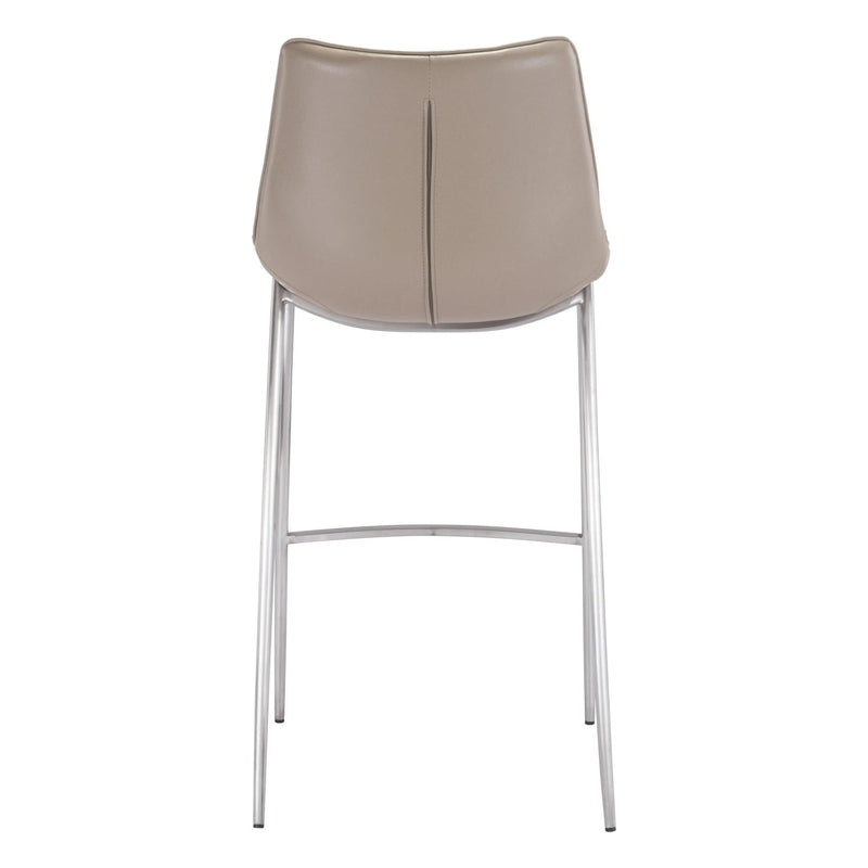 Magnus Bar Chair (Set of 2) Gray & Silver Bar Stools LOOMLAN By Zuo Modern