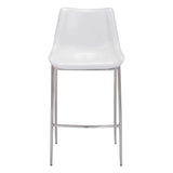 Magnus Bar Chair (Set of 2) White & Silver Bar Stools LOOMLAN By Zuo Modern