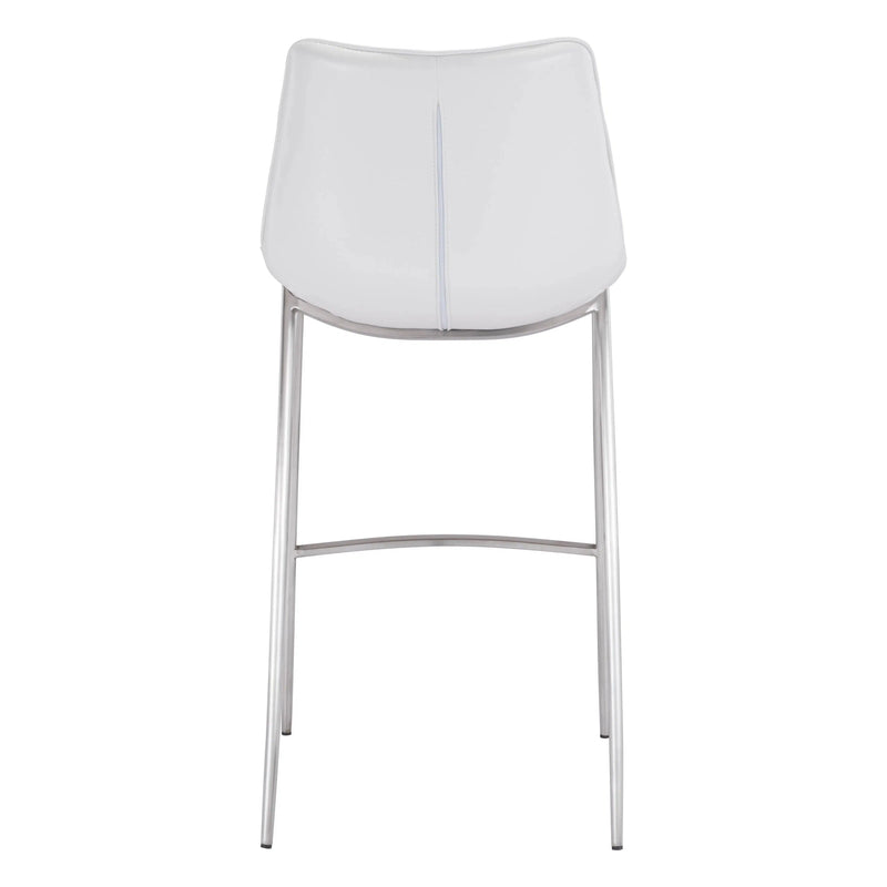 Magnus Bar Chair (Set of 2) White & Silver Bar Stools LOOMLAN By Zuo Modern