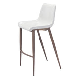 Magnus Bar Chair (Set of 2) White & Walnut Bar Stools LOOMLAN By Zuo Modern