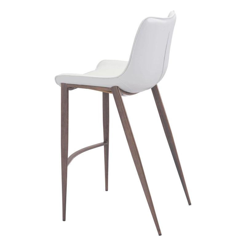 Magnus Bar Chair (Set of 2) White & Walnut Bar Stools LOOMLAN By Zuo Modern