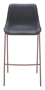 Magnus Barstool (Set of 2) Black & Walnut Bar Stools LOOMLAN By Zuo Modern