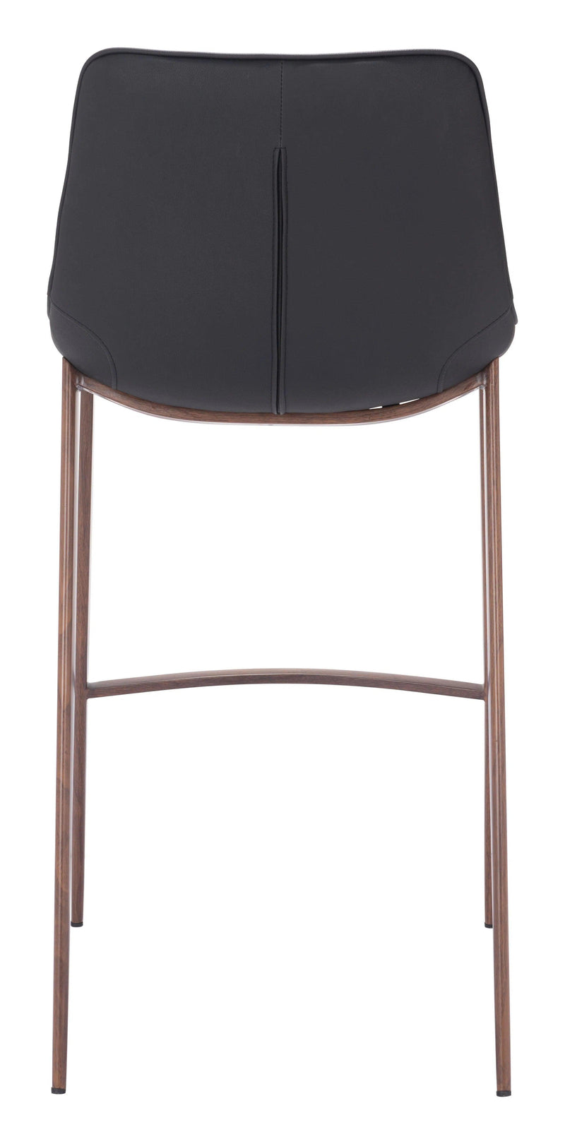 Magnus Barstool (Set of 2) Black & Walnut Bar Stools LOOMLAN By Zuo Modern