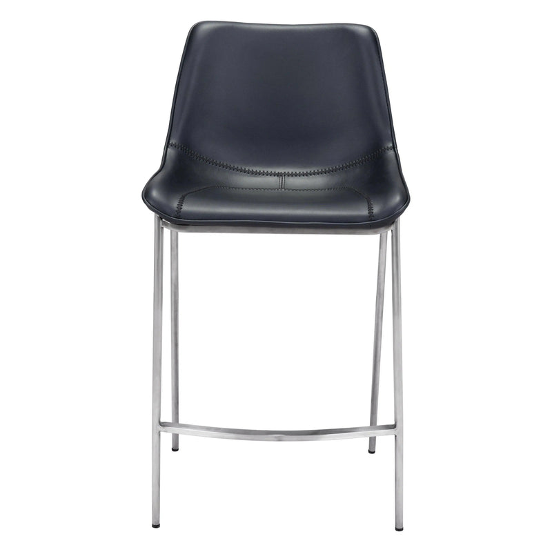 Magnus Counter Chair (Set of 2) Black & Silver Counter Stools LOOMLAN By Zuo Modern