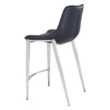 Magnus Counter Chair (Set of 2) Black & Silver Counter Stools LOOMLAN By Zuo Modern