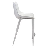 Magnus Counter Chair (Set of 2) White & Silver Counter Stools LOOMLAN By Zuo Modern