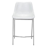 Magnus Counter Chair (Set of 2) White & Silver Counter Stools LOOMLAN By Zuo Modern