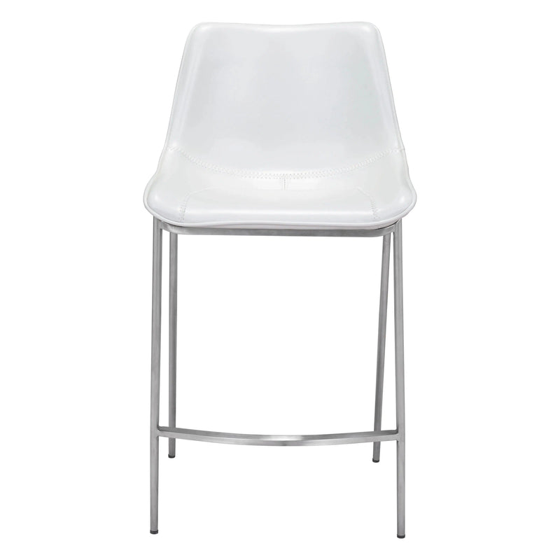 Magnus Counter Chair (Set of 2) White & Silver Counter Stools LOOMLAN By Zuo Modern