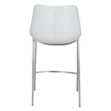 Magnus Counter Chair (Set of 2) White & Silver Counter Stools LOOMLAN By Zuo Modern