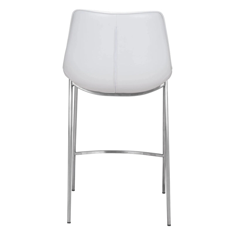 Magnus Counter Chair (Set of 2) White & Silver Counter Stools LOOMLAN By Zuo Modern