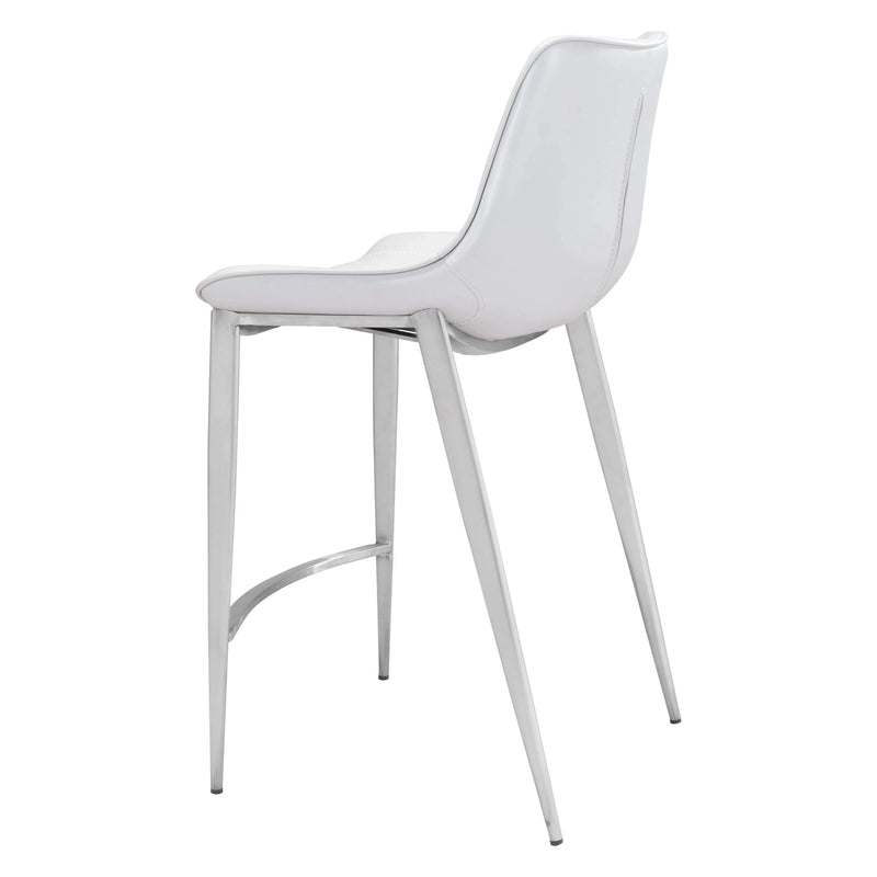 Magnus Counter Chair (Set of 2) White & Silver Counter Stools LOOMLAN By Zuo Modern