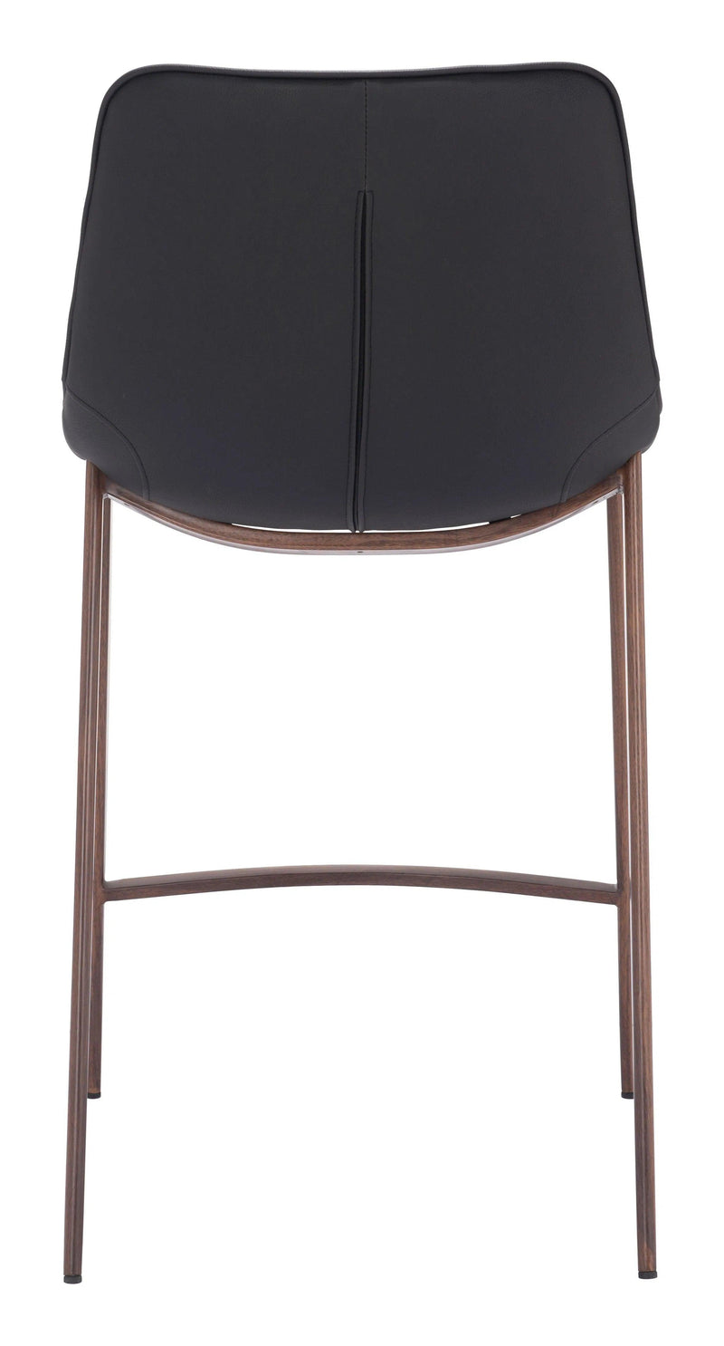 Magnus Counter Stool (Set of 2) Black & Walnut Counter Stools LOOMLAN By Zuo Modern