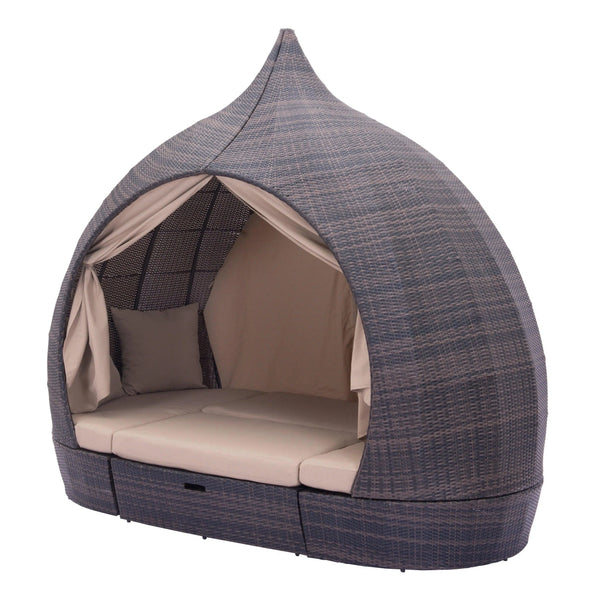 Majorca Daybed Brown & Beige Outdoor Cabanas & Loungers LOOMLAN By Zuo Modern