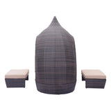 Majorca Daybed Brown & Beige Outdoor Cabanas & Loungers LOOMLAN By Zuo Modern