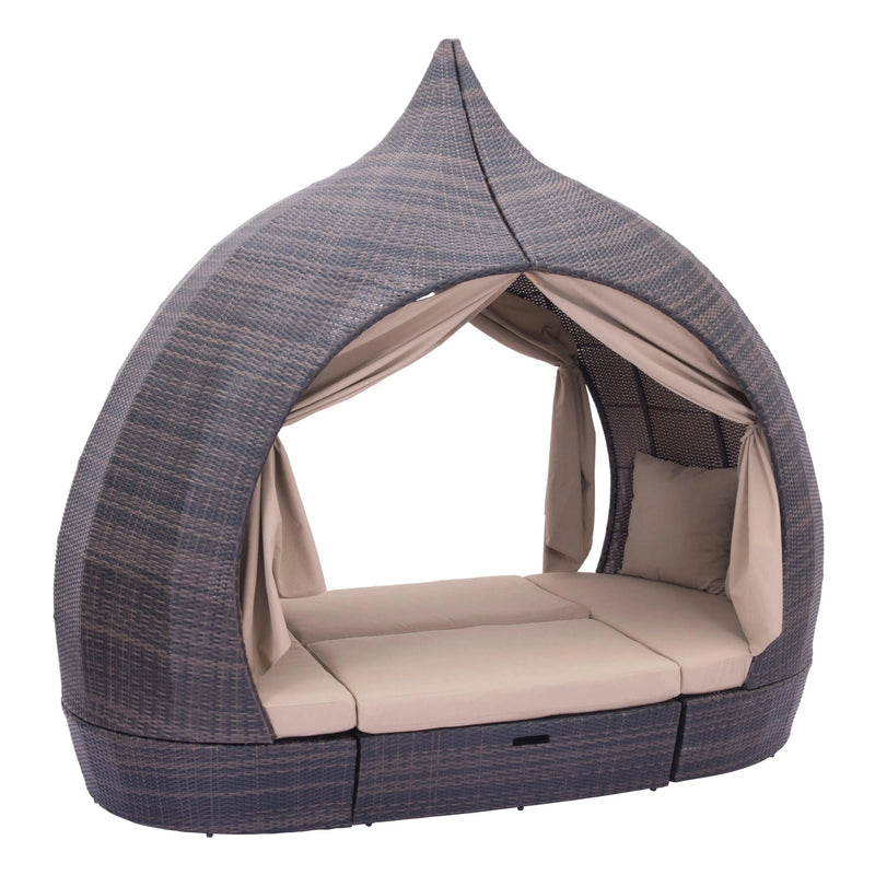 Majorca Daybed Brown & Beige Outdoor Cabanas & Loungers LOOMLAN By Zuo Modern