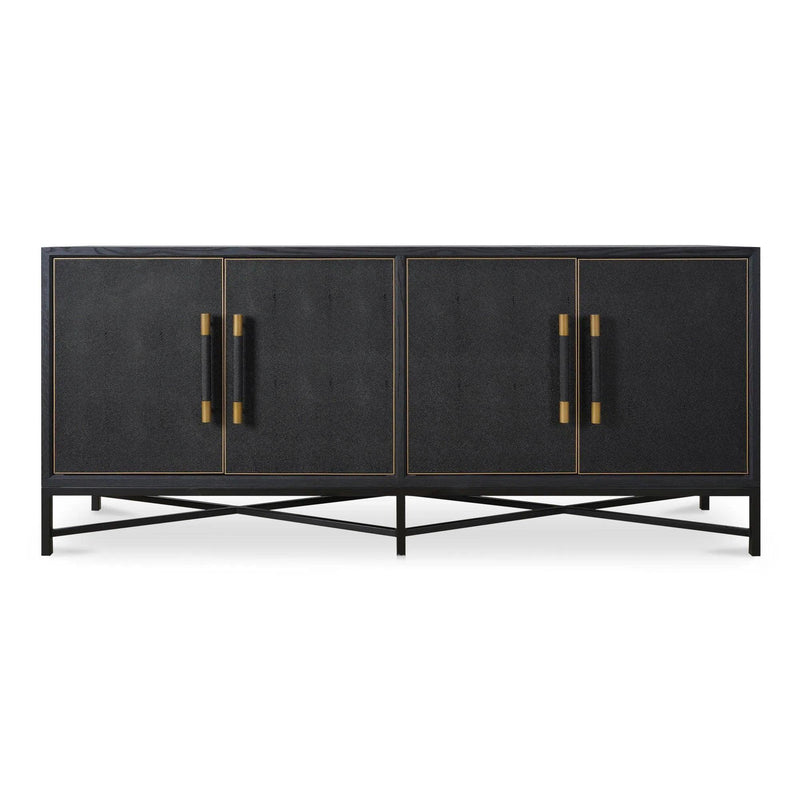 Mako Brass and Solid Oak Black Sideboard Sideboards LOOMLAN By Moe's Home