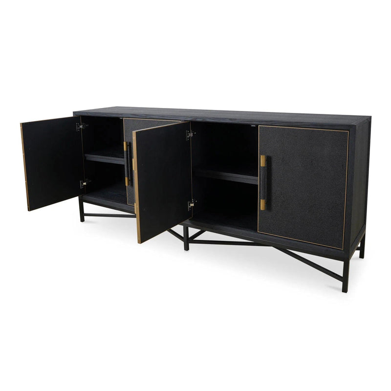 Mako Brass and Solid Oak Black Sideboard Sideboards LOOMLAN By Moe's Home