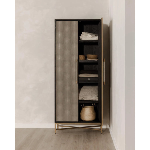 Mako Wood Grey Tall Cabinet Bookcases LOOMLAN By Moe's Home