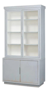 Maldives 2 Glass Doors Bookcase Eros Blue Buffets & Curios LOOMLAN By Sarreid