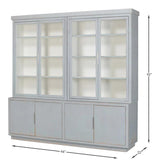 Maldives 4 Glass Doors Bookcase Eros Blue Buffets & Curios LOOMLAN By Sarreid