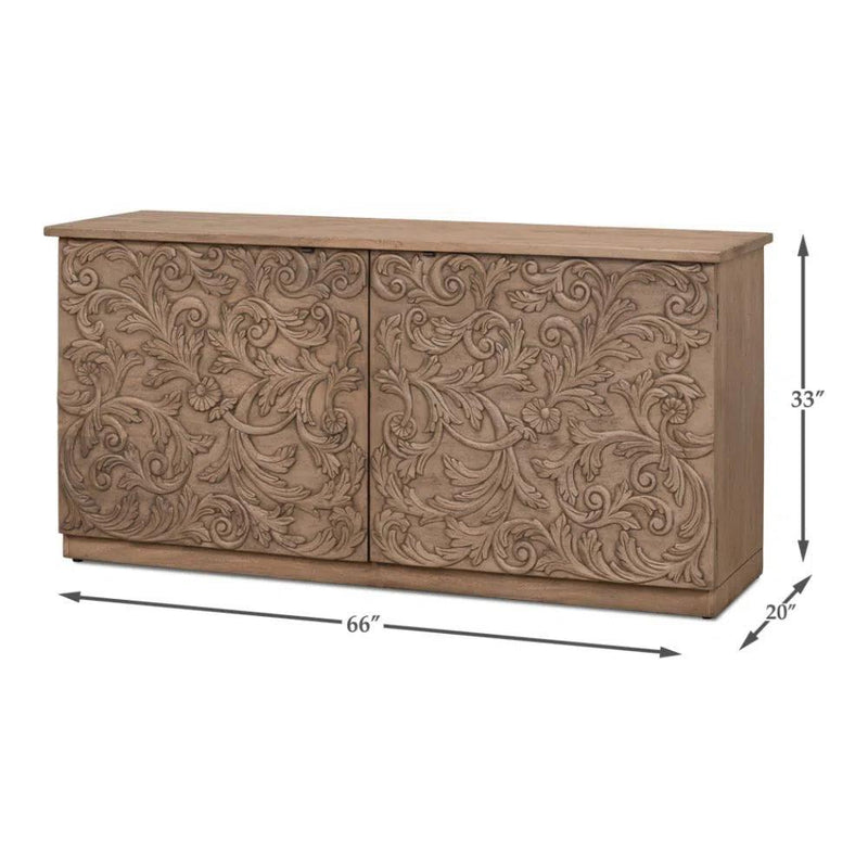 Malibu Equestrian Credenza Cabinet for Living Room Sideboards LOOMLAN By Sarreid