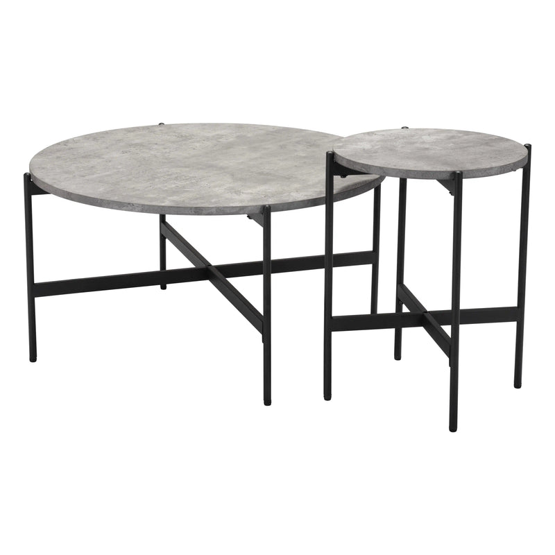 Malo Coffee Table Set Gray & Black Coffee Tables LOOMLAN By Zuo Modern