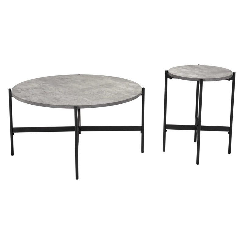 Malo Coffee Table Set Gray & Black Coffee Tables LOOMLAN By Zuo Modern