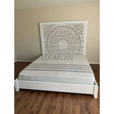 Mandala Carved Wood Bed Frame with Tall Headboard Beds LOOMLAN By LOOMLAN