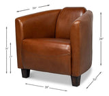 Mandy Arm Chair Retro Style Leather Club Chair Club Chairs LOOMLAN By Sarreid