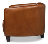 Mandy Arm Chair Retro Style Leather Club Chair Club Chairs LOOMLAN By Sarreid