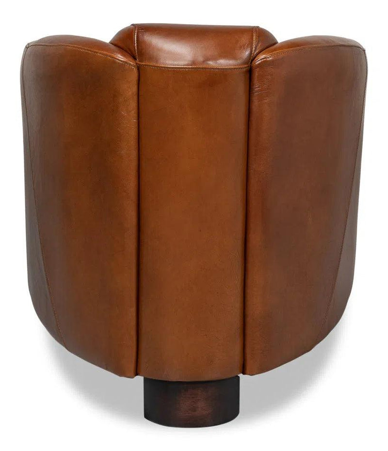 Mandy Arm Chair Retro Style Leather Club Chair Club Chairs LOOMLAN By Sarreid