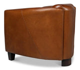 Mandy Arm Chair Retro Style Leather Club Chair Club Chairs LOOMLAN By Sarreid