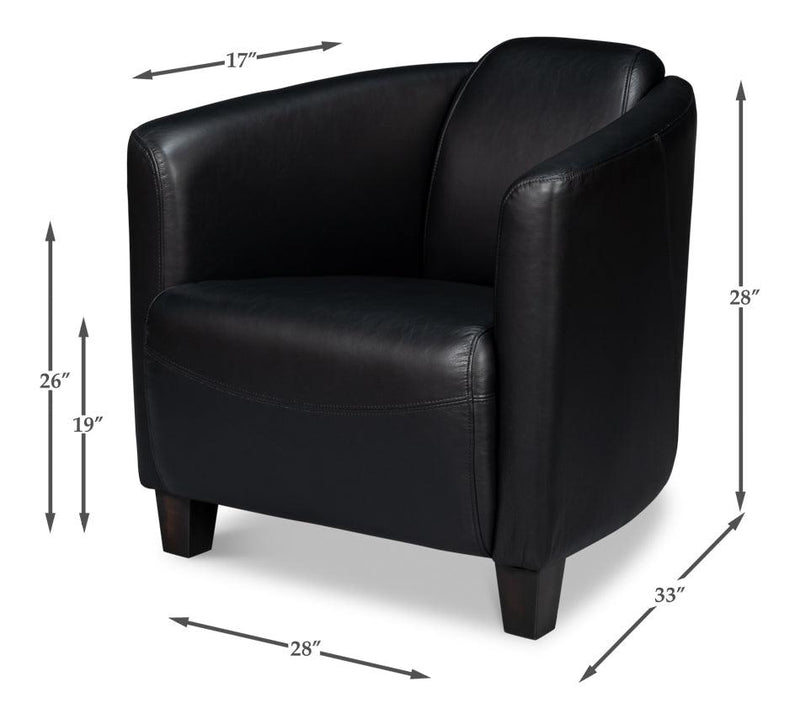 Mandy Wood and Leather Black Arm Chair Club Chairs LOOMLAN By Sarreid