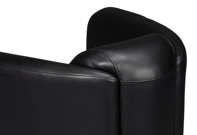 Mandy Wood and Leather Black Arm Chair Club Chairs LOOMLAN By Sarreid