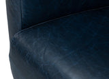 Mandy Wood and Leather Blue Arm Chair Club Chairs LOOMLAN By Sarreid