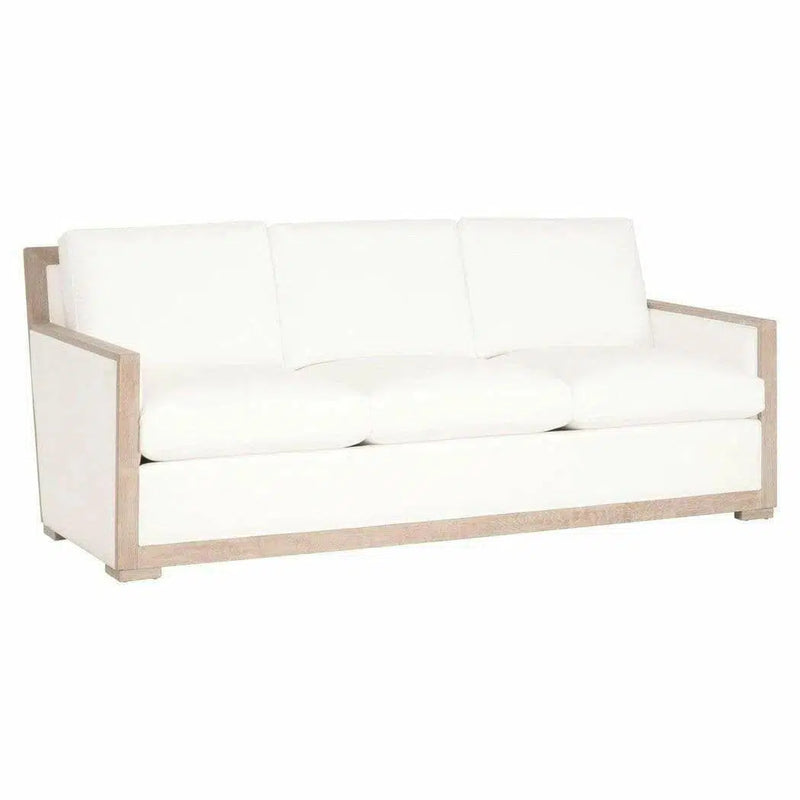 Manhattan 85" Wood Trim Sofa LiveSmart Peyton-Pearl Natural Oak Sofas & Loveseats LOOMLAN By Essentials For Living