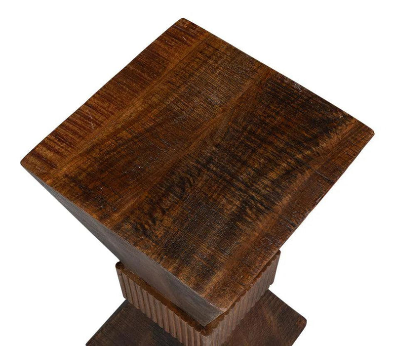 Manny Wood Brown Square End Table Side Tables LOOMLAN By Sarreid