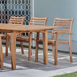 Manorhouse 7-PC Teak Outdoor Dining Set with Extendable Table and Stacking Armchairs Outdoor Dining Sets LOOMLAN By HiTeak