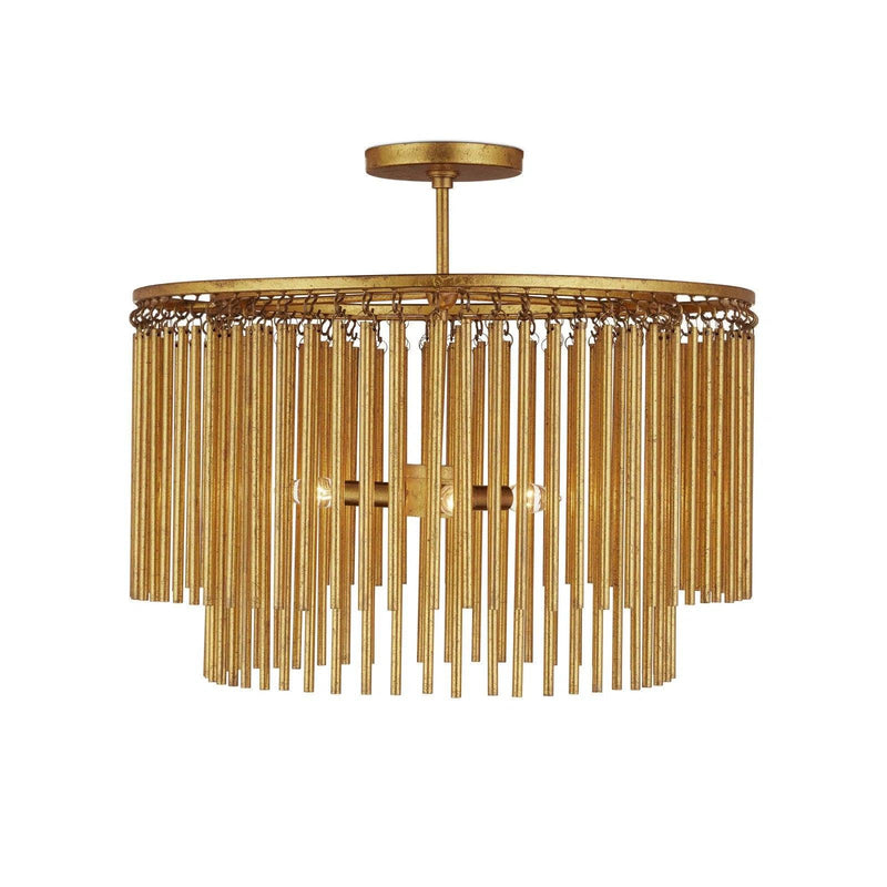 Mantra Iron and Brass Gold Semi-Flush Mount Flush Mounts LOOMLAN By Currey & Co