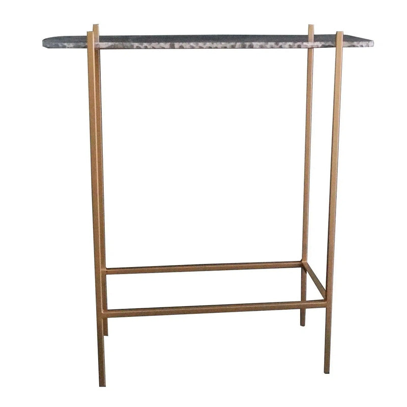 Marble Top With Brass Gold Base Small Slim Console Table Console Tables LOOMLAN By LH Imports