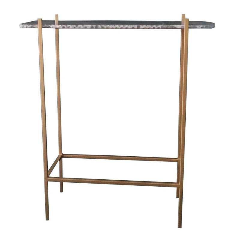 Marble Top With Brass Gold Base Small Slim Console Table Console Tables LOOMLAN By LH Imports