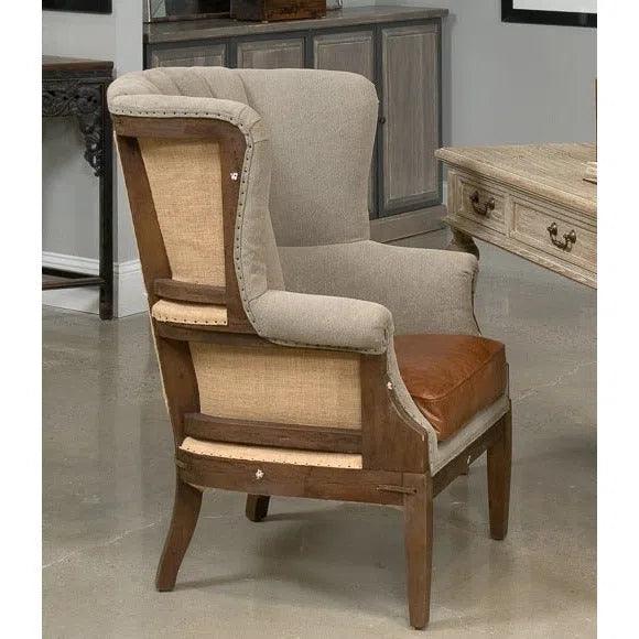 Marburg Chair Two Tone Burlap Back Accent Chair Accent Chairs LOOMLAN By Sarreid