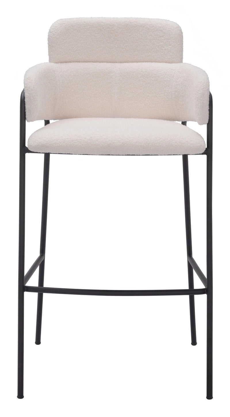 Marcel Barstool (Set of 2) Cream Bar Stools LOOMLAN By Zuo Modern