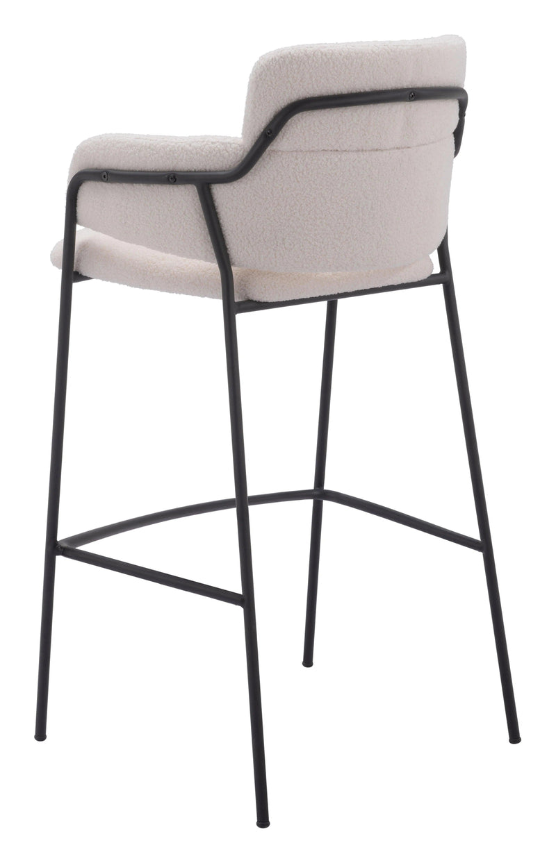 Marcel Barstool (Set of 2) Cream Bar Stools LOOMLAN By Zuo Modern